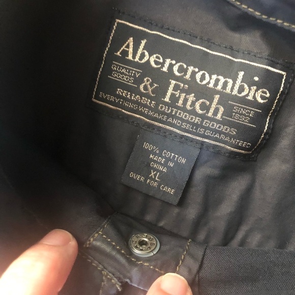 Abercrombie & Fitch Reliable Outdoor Coated Black Jacket Sz. XL  100% Cotton - Picture 4 of 7